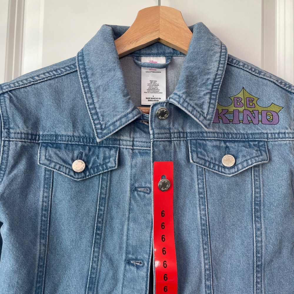 Disney Princess Light Blue Be Kind Button Up Denim Jacket Girl's Sz 6 NWT - Picture 4 of 6